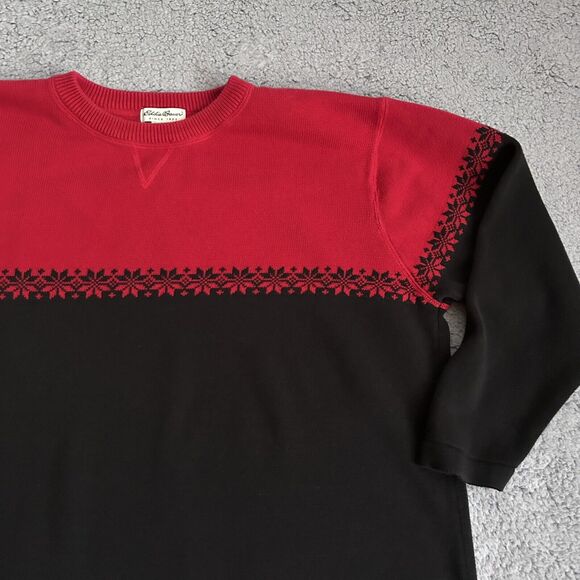 Vintage Eddie Bauer Sweater Mens 2 XL Christmas Red/Black Heavy Japan Dadcore - Picture 6 of 16